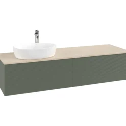 V&b antao servantskap 2 skuffer rillet 1600x360x500 venstre m/kranhull grønn/créme