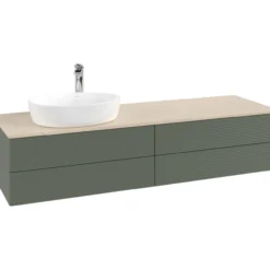 V&b antao servantskap 4 skuffer rillet 1600x360x500 venstre m/kranhull m/lys grønn/créme