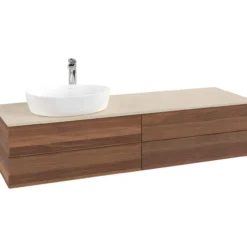 V&b antao servantskap 4 skuffer rillet 1600x360x500 venstre m/kranhull m/lys valnøtt/créme