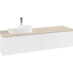 V&b antao servantskap 2 skuffer rillet 1600x360x500 venstre m/kranhull matt hvit/créme