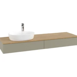 V&b antao servantskap 2 skuffer rillet 1600x190x500 venstre m/kranhull stengrå/eik