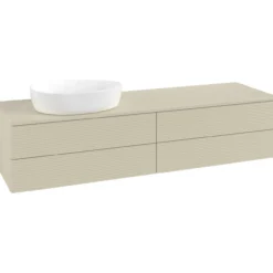 V&b antao servantskap 4 skuffer rillet 1600x360x500 venstre m/kranhull silkegrå