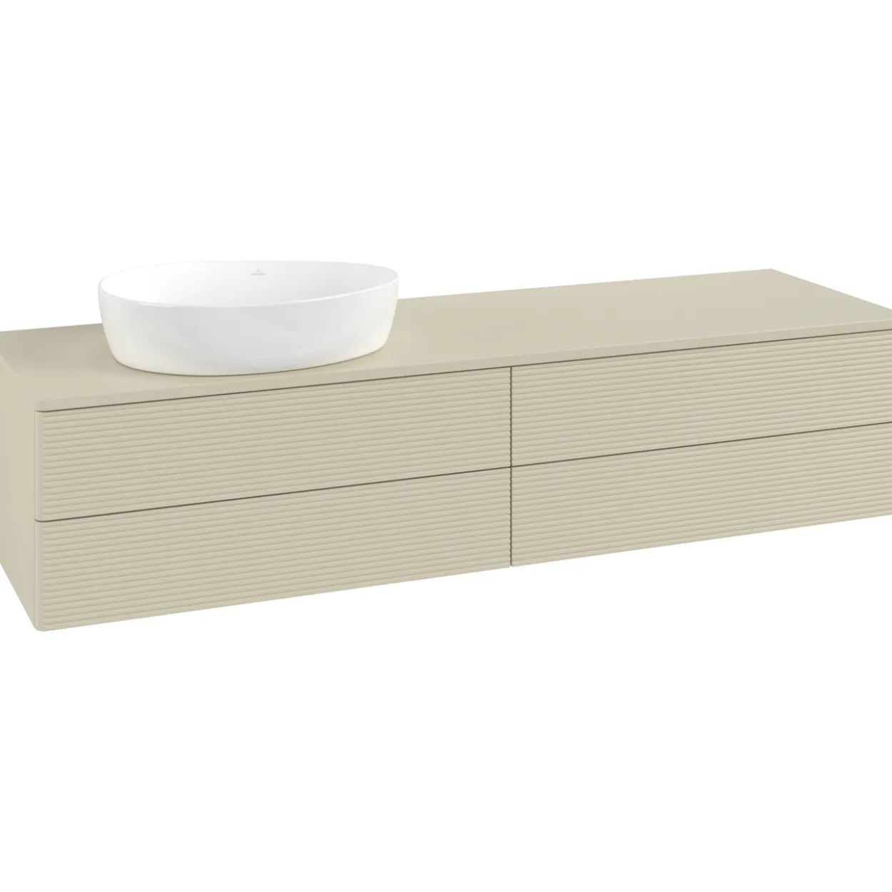V&b antao servantskap 4 skuffer rillet 1600x360x500 venstre m/kranhull silkegrå
