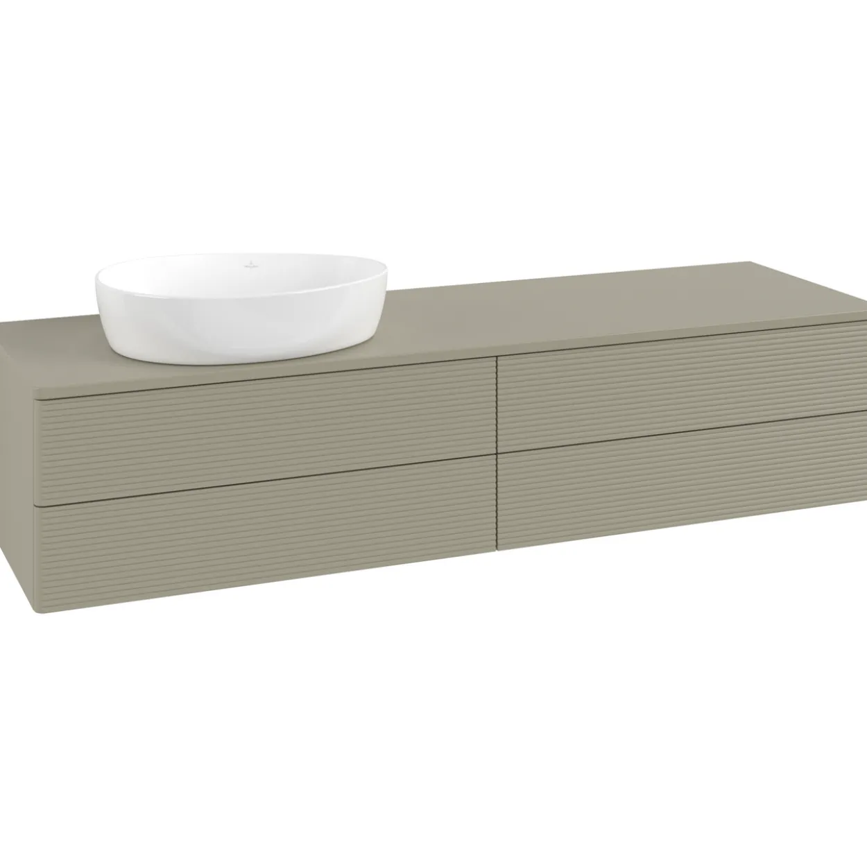 V&b antao servantskap 4 skuffer rillet 1600x360x500 venstre m/kranhull stengrå