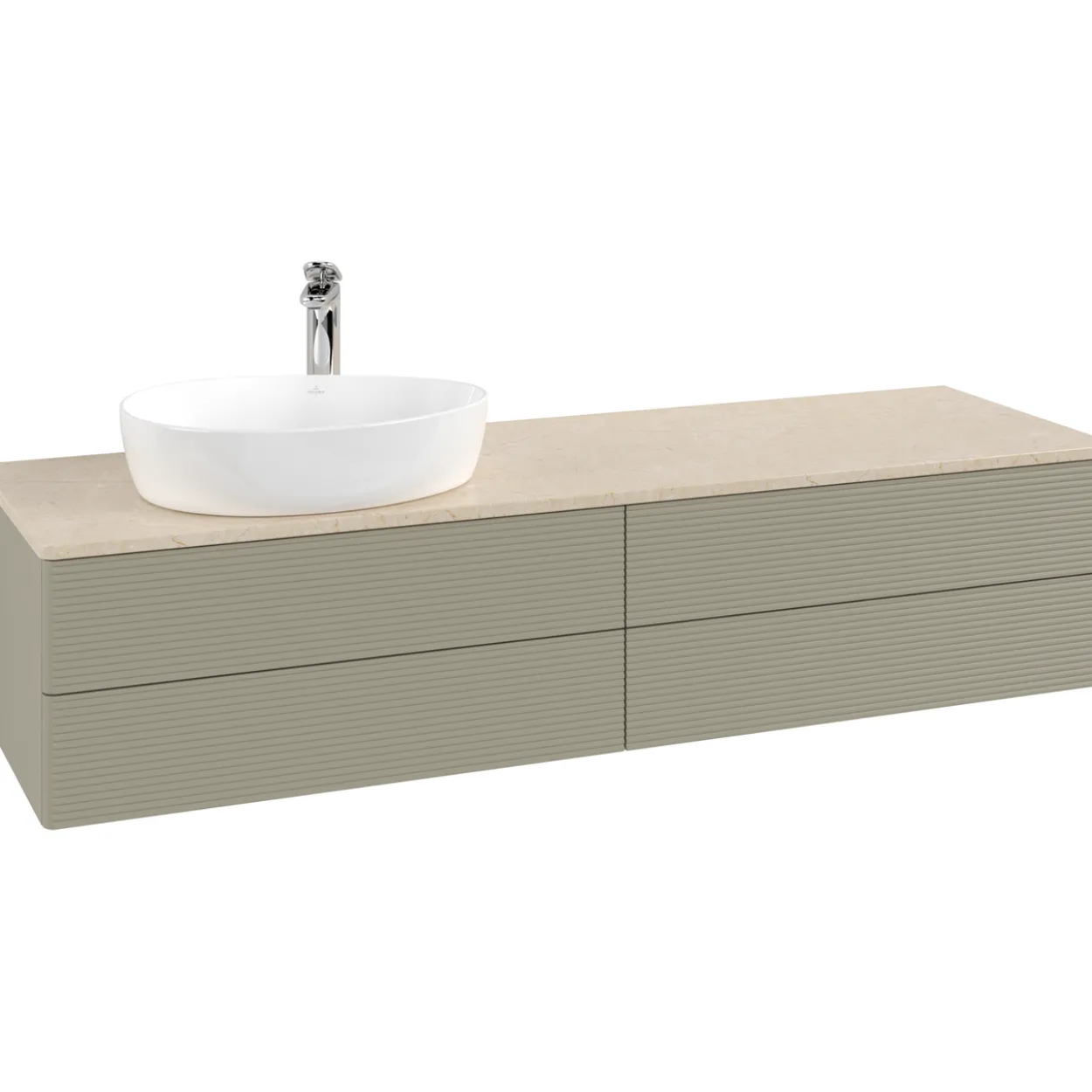 V&b antao servantskap 4 skuffer rillet 1600x360x500 venstre m/kranhull stengrå/créme