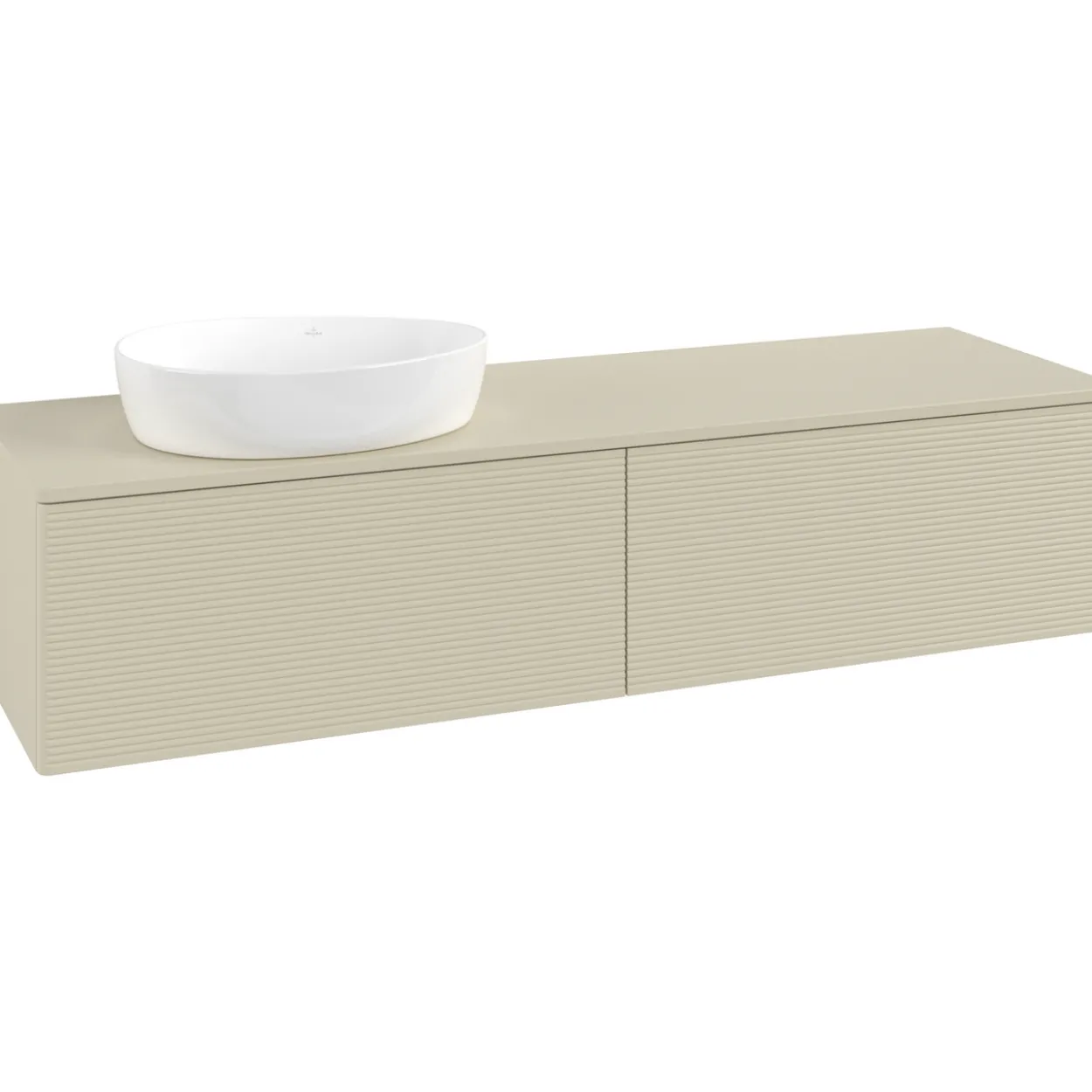 V&b antao servantskap 2 skuffer rillet 1600x360x500 venstre m/kranhull silkegrå