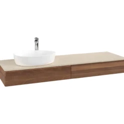 V&b antao servantskap 2 skuffer rillet 1600x190x500 venstre m/kranhull valnøtt/créme