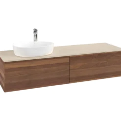 V&b antao servantskap 2 skuffer rillet 1600x360x500 venstre m/kranhull valnøtt/créme
