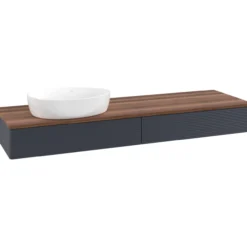 V&b antao servantskap 2 skuffer rillet 1600x190x500 venstre u/kranhull blå/valnøtt