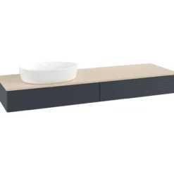 V&b antao servantskap 2 skuffer rillet 1600x190x500 venstre u/kranhull blå/créme