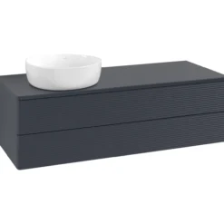 V&b antao servantskap 2 skuffer rillet 1200x360x500 venstre u/kranhull blå