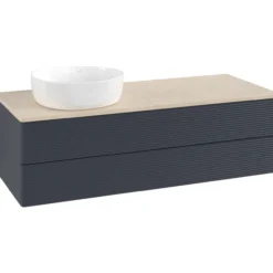 V&b antao servantskap 2 skuffer rillet 1200x360x500 venstre u/kranhull blå/créme