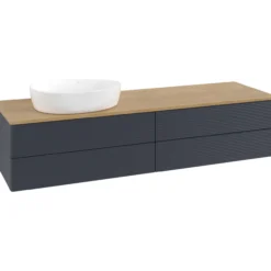 V&b antao servantskap 4 skuffer rillet 1600x360x500 venstre u/kranhull blå/eik