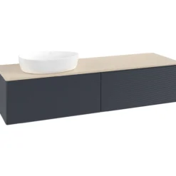 V&b antao servantskap 2 skuffer rillet 1600x360x500 venstre u/kranhull blå/créme