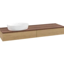 V&b antao servantskap 2 skuffer rillet 1600x190x500 venstre u/kranhull eik/valnøtt