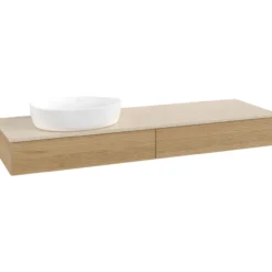 V&b antao servantskap 2 skuffer rillet 1600x190x500 venstre u/kranhull eik/créme
