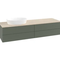 V&b antao servantskap 4 skuffer rillet 1600x360x500 venstre u/kranhull grønn/créme