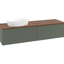V&b antao servantskap 2 skuffer rillet 1600x360x500 venstre u/kranhull grønn/valnøtt