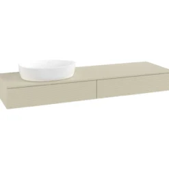 V&b antao servantskap 2 skuffer rillet 1600x190x500 venstre u/kranhull silkegrå