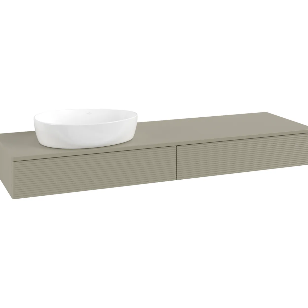 V&b antao servantskap 2 skuffer rillet 1600x190x500 venstre u/kranhull stengrå