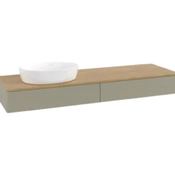 V&b antao servantskap 2 skuffer rillet 1600x190x500 venstre u/kranhull stengrå/eik