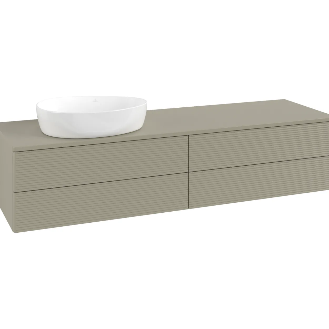 V&b antao servantskap 4 skuffer rillet 1600x360x500 venstre u/kranhull stengrå