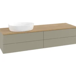 V&b antao servantskap 4 skuffer rillet 1600x360x500 venstre u/kranhull stengrå/eik