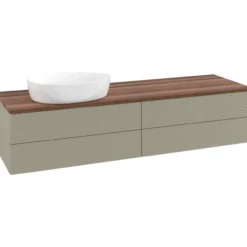 V&b antao servantskap 4 skuffer rillet 1600x360x500 venstre u/kranhull stengrå/valnøtt