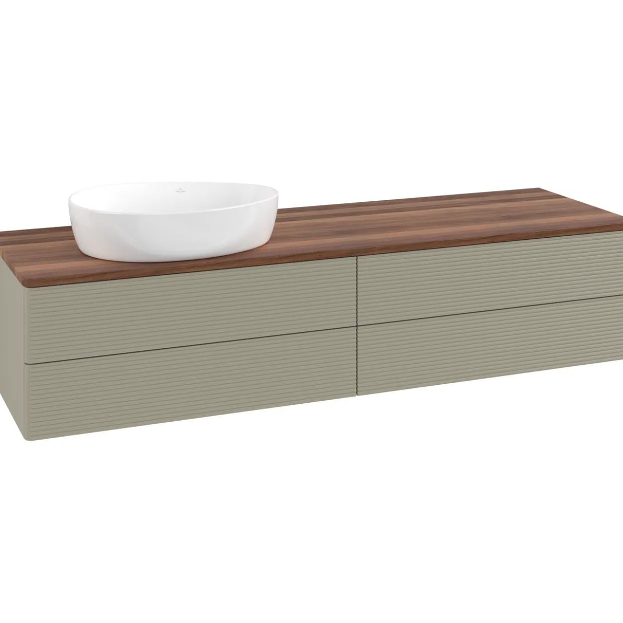 V&b antao servantskap 4 skuffer rillet 1600x360x500 venstre u/kranhull stengrå/valnøtt
