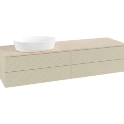 V&b antao servantskap 4 skuffer rillet 1600x360x500 venstre u/kranhull silkegrå/créme