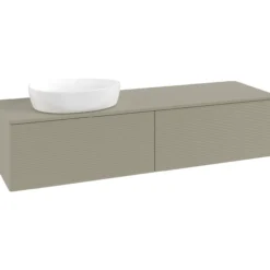 V&b antao servantskap 2 skuffer rillet 1600x360x500 venstre u/kranhull stengrå