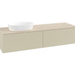 V&b antao servantskap 2 skuffer rillet 1600x360x500 venstre u/kranhull silkegrå/créme