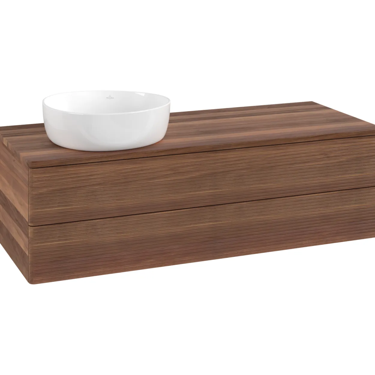 V&b antao servantskap 2 skuffer rillet 1200x360x500 venstre u/kranhull valnøtt/valnøtt