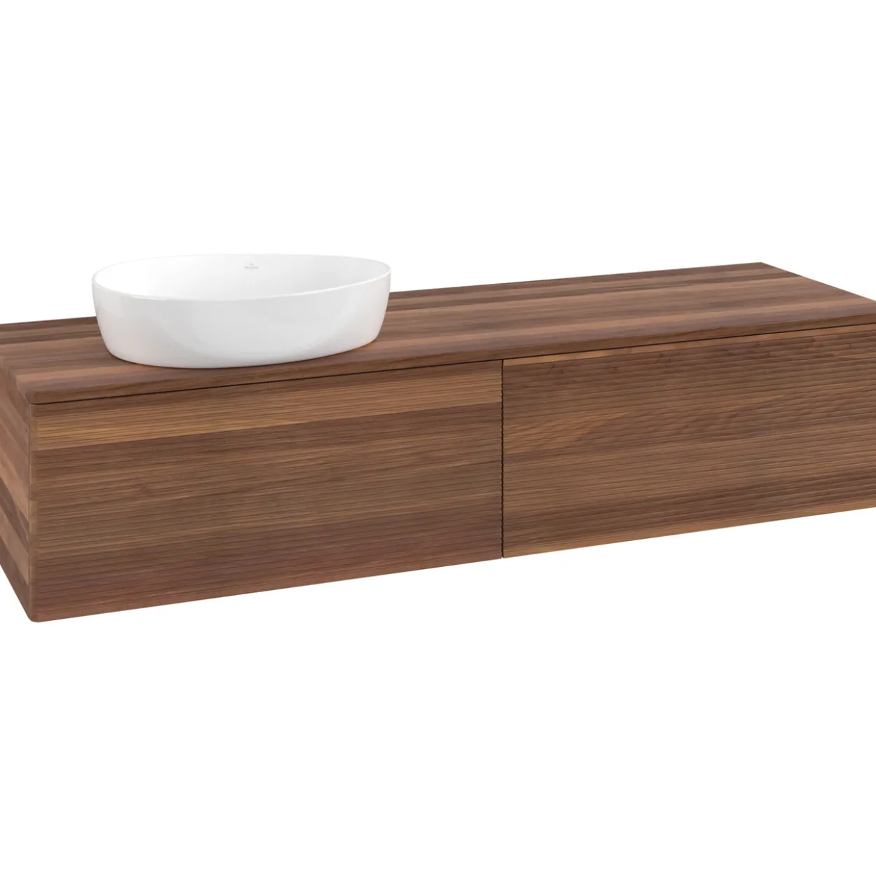 V&b antao servantskap 2 skuffer rillet 1600x360x500 venstre u/kranhull valnøtt/valnøtt