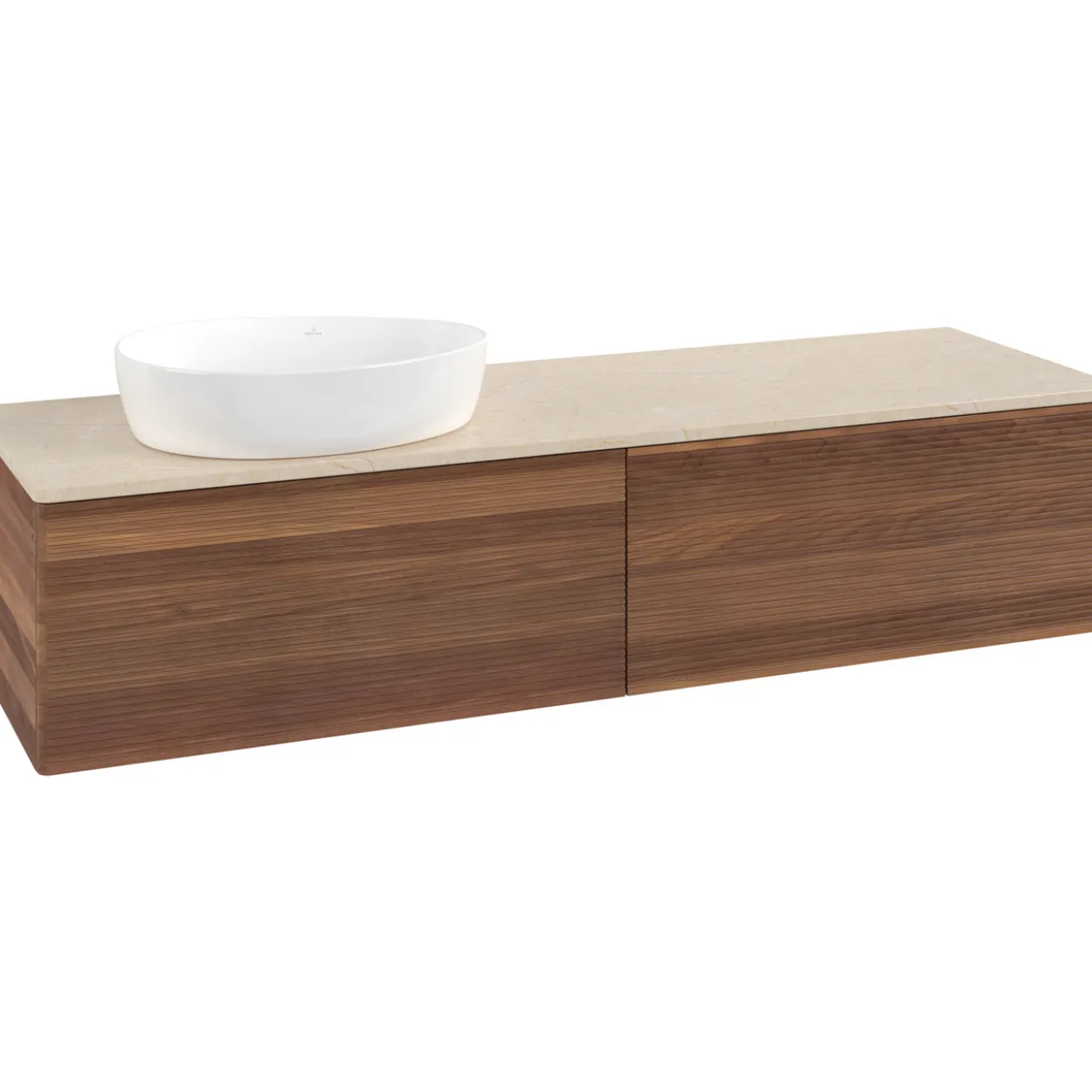 V&b antao servantskap 2 skuffer rillet 1600x360x500 venstre u/kranhull valnøtt/créme