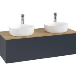 V&b antao servantskap 1 skuff glatt 1200x360x500 for 2 serv. m/kranhull blå/eik