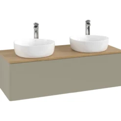 V&b antao servantskap 1 skuff glatt 1200x360x500 for 2 serv. m/kranhull stengrå/eik