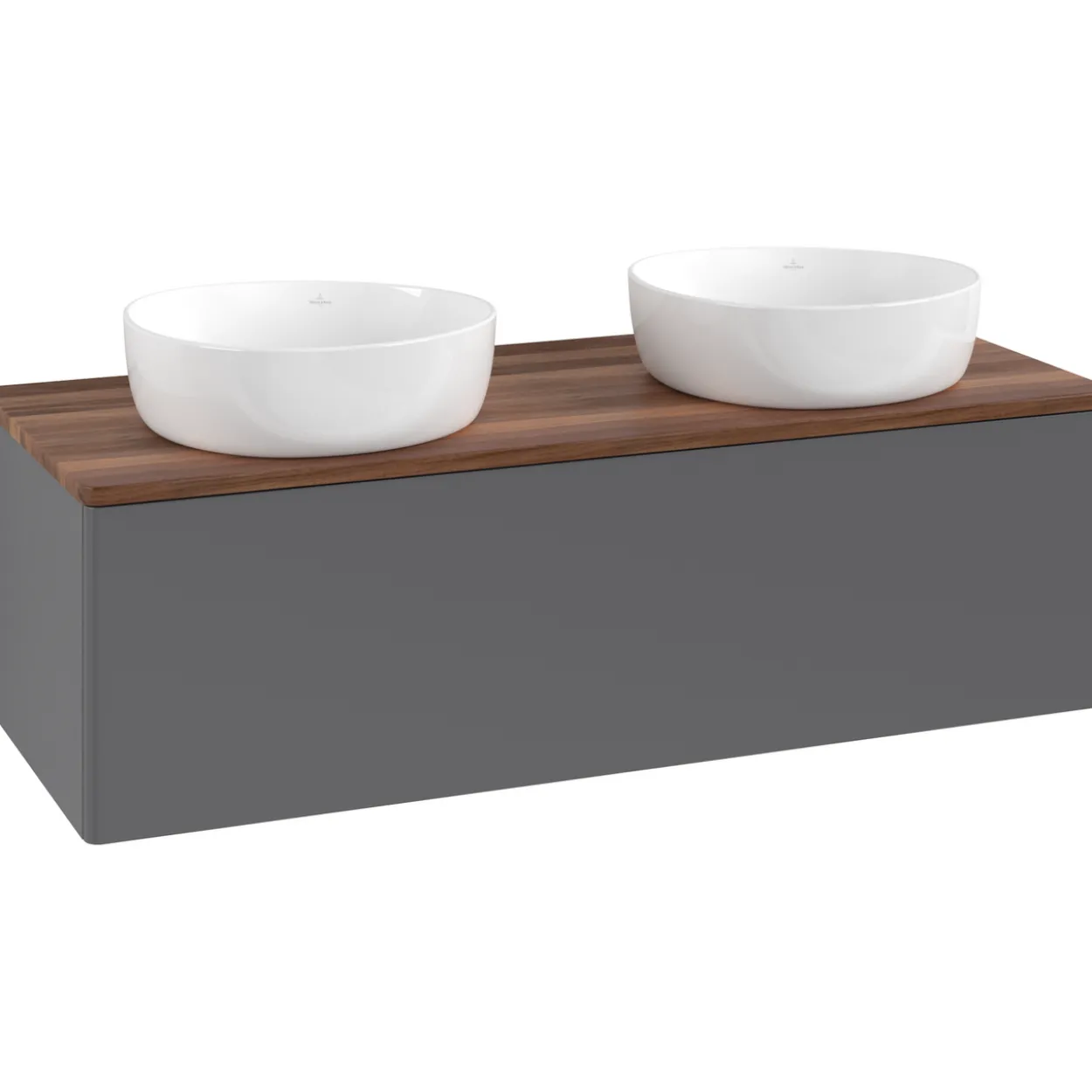V&b antao servantskap 1 skuff glatt 1200x360x500 for 2 serv. u/kranhull antrasitt/valnøtt