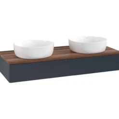 V&b antao servantskap 1 skuff glatt 1200x190x500 for 2 serv. u/kranhull blå/valnøtt