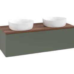 V&b antao servantskap 1 skuff glatt 1200x360x500 for 2 serv. u/kranhull grønn/valnøtt