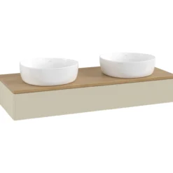 V&b antao servantskap 1 skuff glatt 1200x190x500 for 2 serv. u/kranhull silkegrå/eik