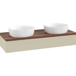 V&b antao servantskap 1 skuff glatt 1200x190x500 for 2 serv. u/kranhull silkegrå/valnøtt