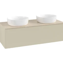 V&b antao servantskap 1 skuff glatt 1200x360x500 for 2 serv. u/kranhull silkegrå/créme