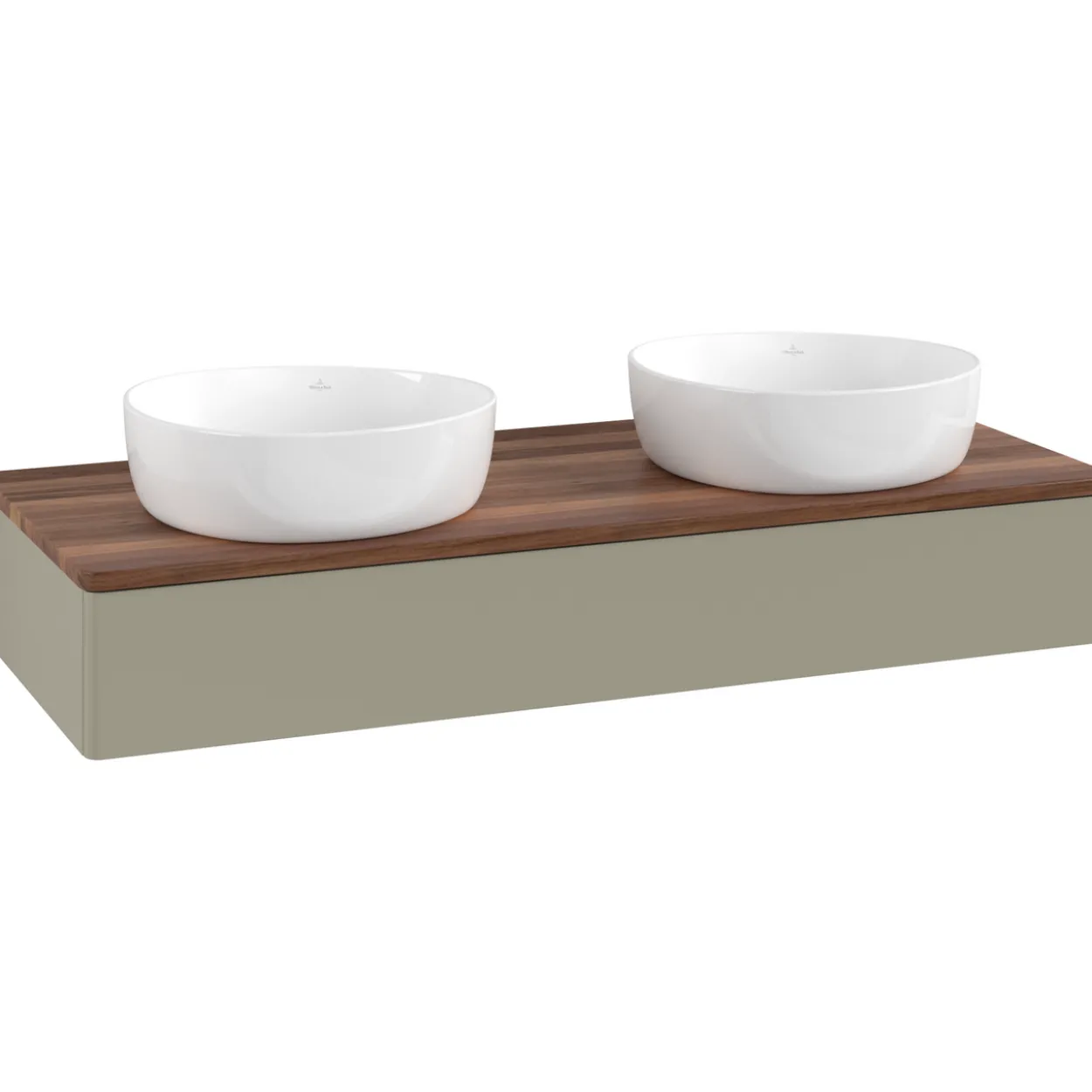 V&b antao servantskap 1 skuff glatt 1200x190x500 for 2 serv. u/kranhull stengrå/valnøtt