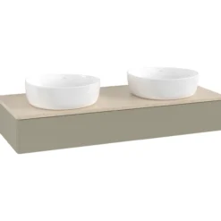 V&b antao servantskap 1 skuff glatt 1200x190x500 for 2 serv. u/kranhull stengrå/créme