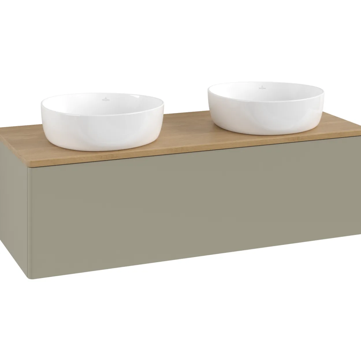 V&b antao servantskap 1 skuff glatt 1200x360x500 for 2 serv. u/kranhull stengrå/eik