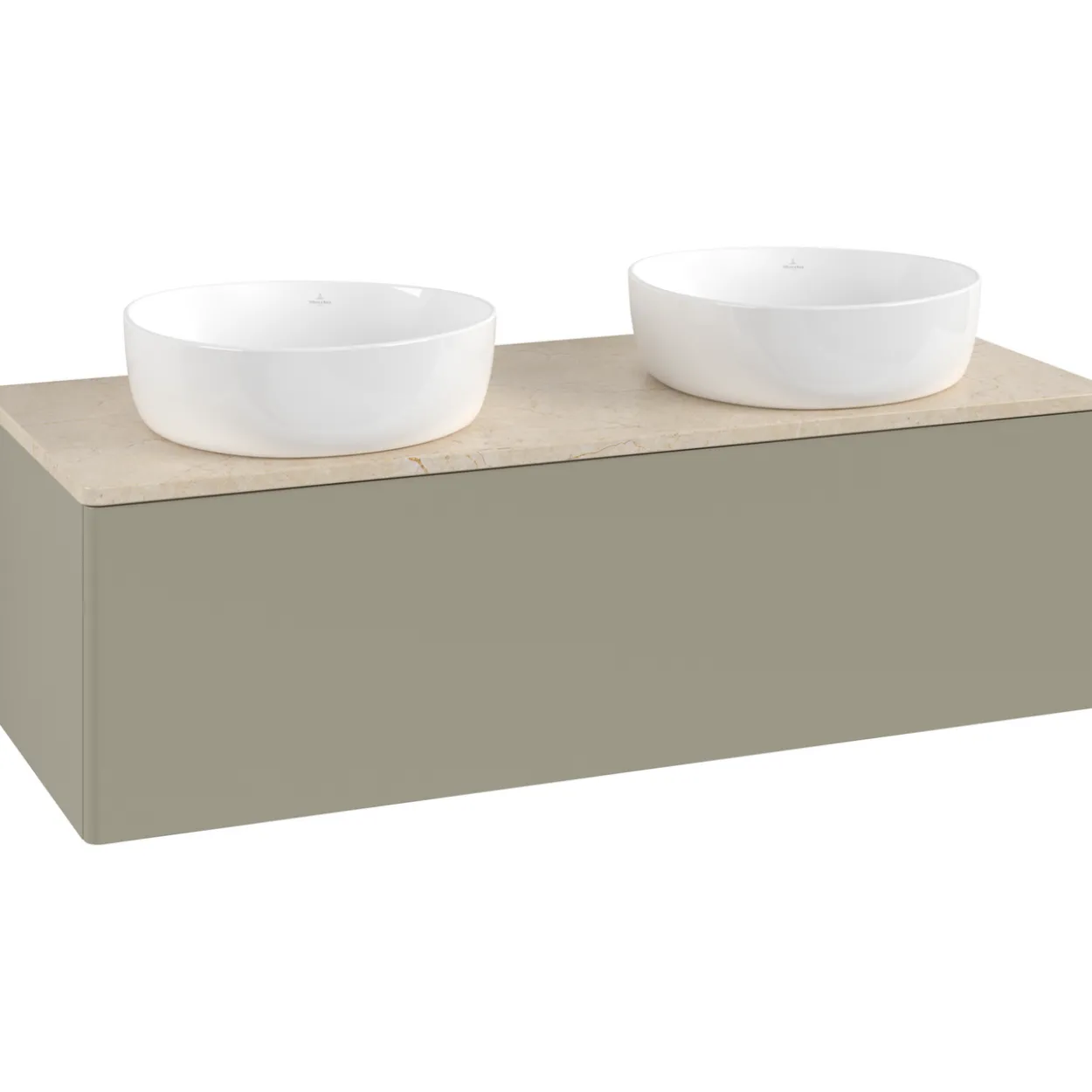 V&b antao servantskap 1 skuff glatt 1200x360x500 for 2 serv. u/kranhull stengrå/créme