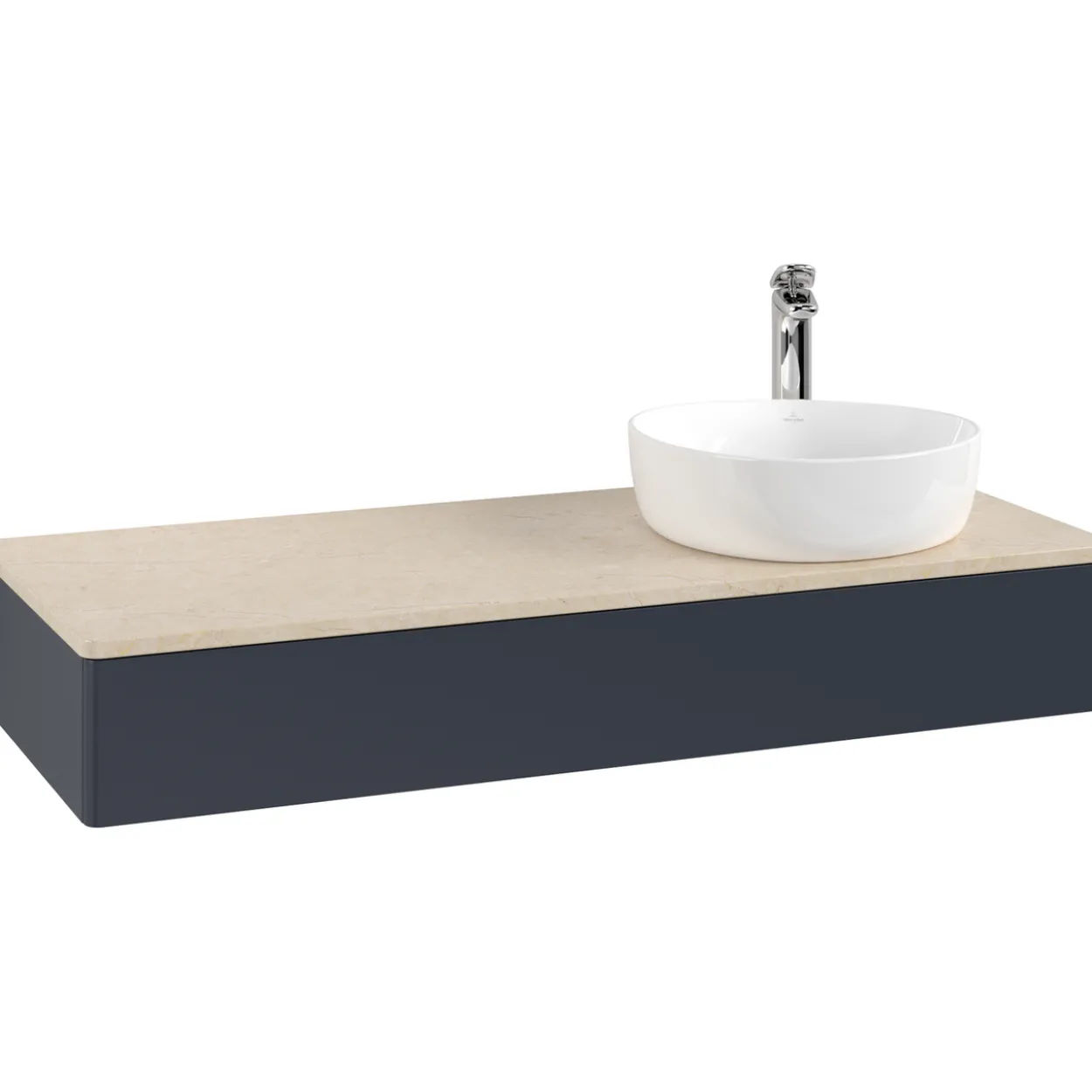 V&b antao servantskap 1 skuff glatt 1200x190x500 høyre m/kranhull blå/créme