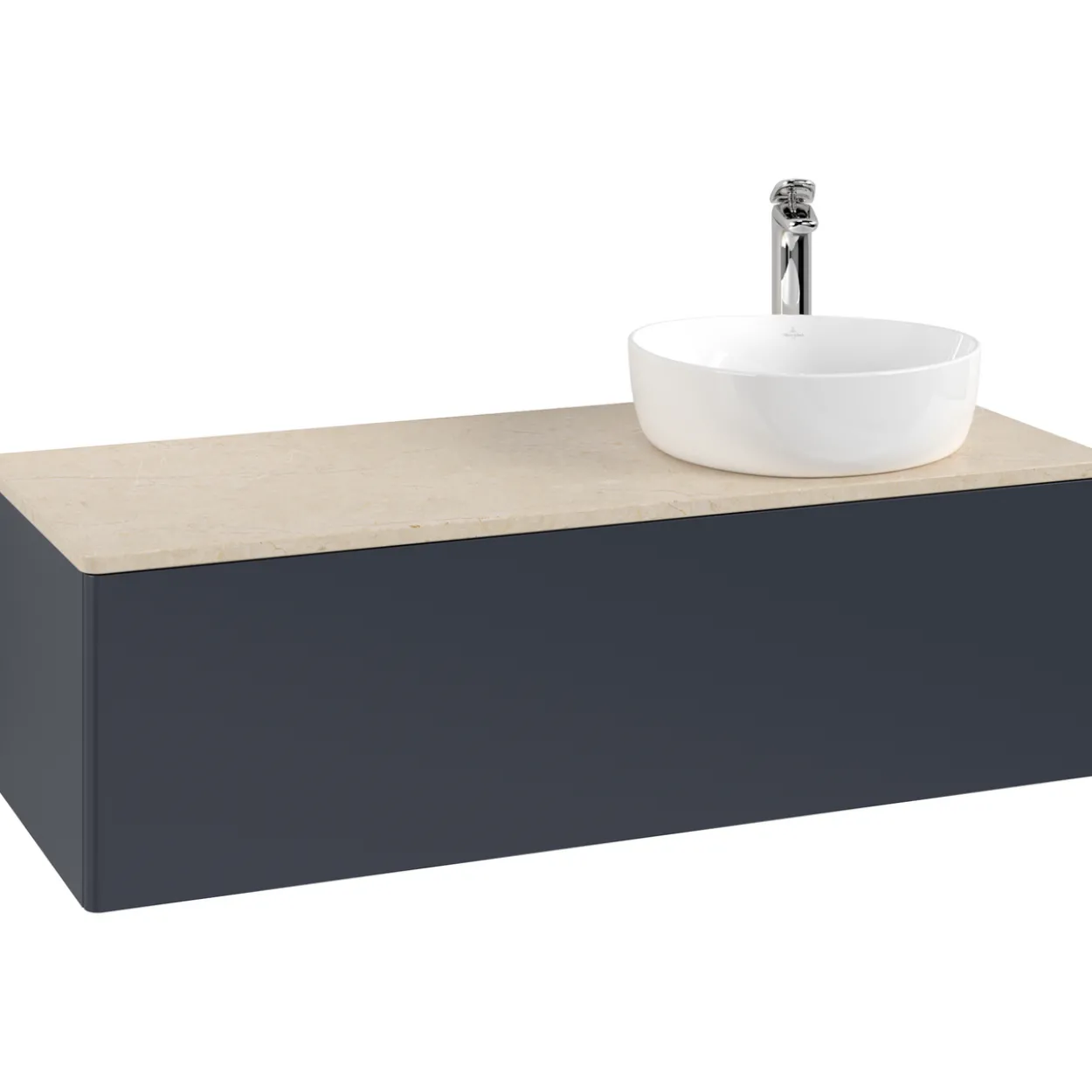 V&b antao servantskap 1 skuff glatt 1200x360x500 høyre m/kranhull blå/créme