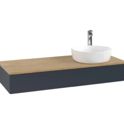 V&b antao servantskap 1 skuff glatt 1200x190x500 høyre m/kranhull blå/eik